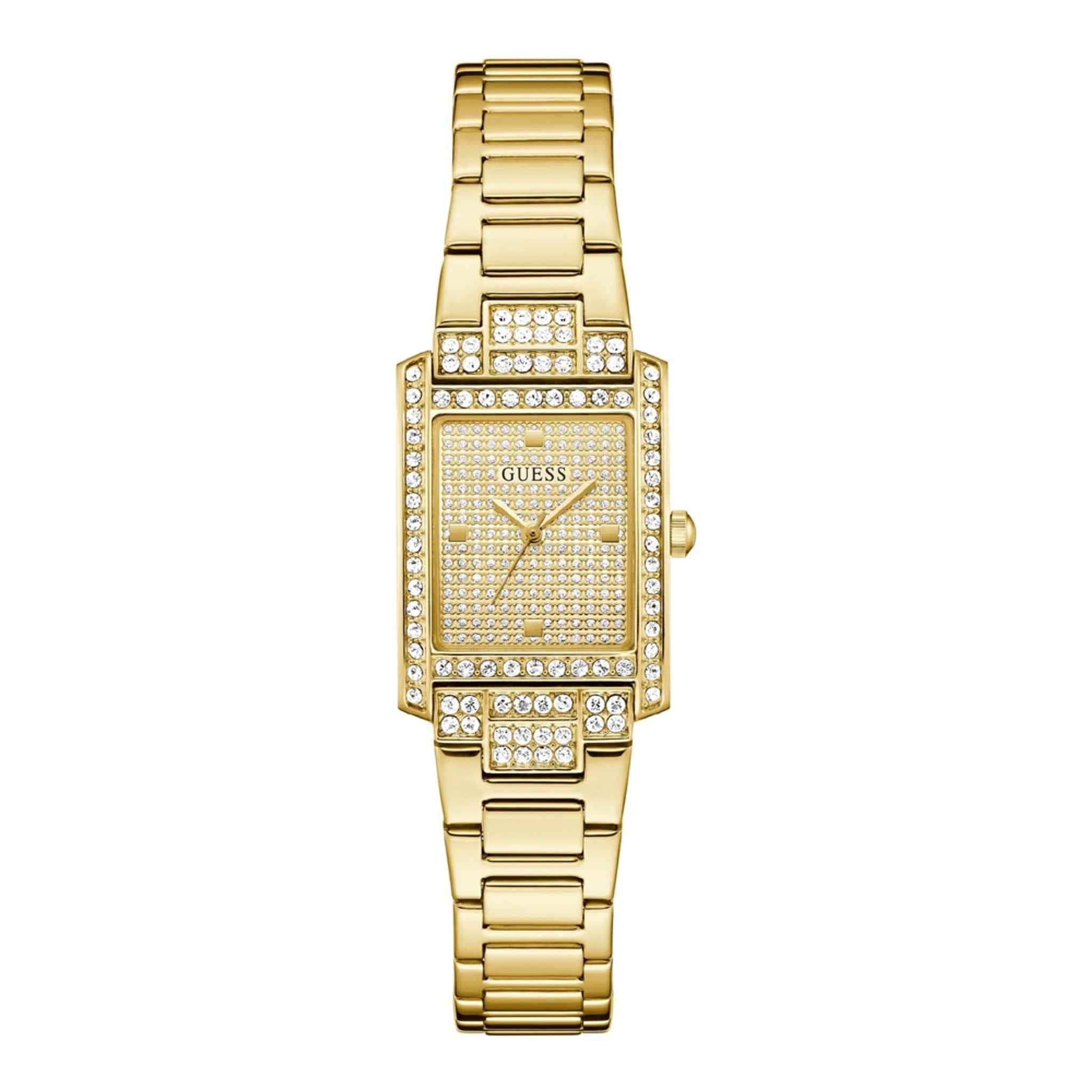 Damenuhr Bonnet Edelstahl gold 24 mm Quarz Armbanduhr GW0995L2 | GUESS