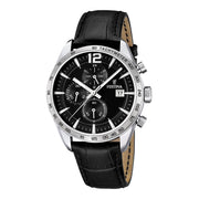 Festina Herrenuhr aus Leder in Schwarz, 4,4×1,1 cm