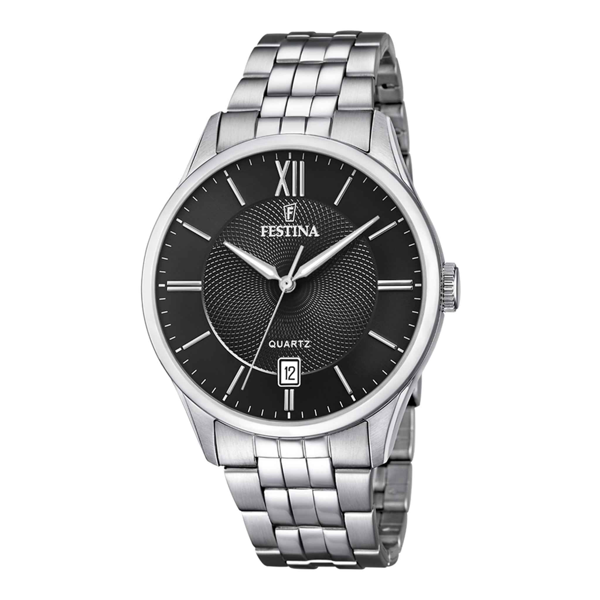 Herrenuhr Classics F20425/3 Edelstahl silber 43 mm Quarz Datum | Festina