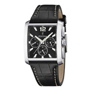 Herrenuhr Chronograph Edelstahl silber 38 mm Lederarmband Quarz | Festina