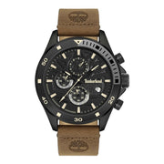 Herrenuhr Chronograph Edelstahl schwarz 46 mm Lederarmband | TIMBERLAND