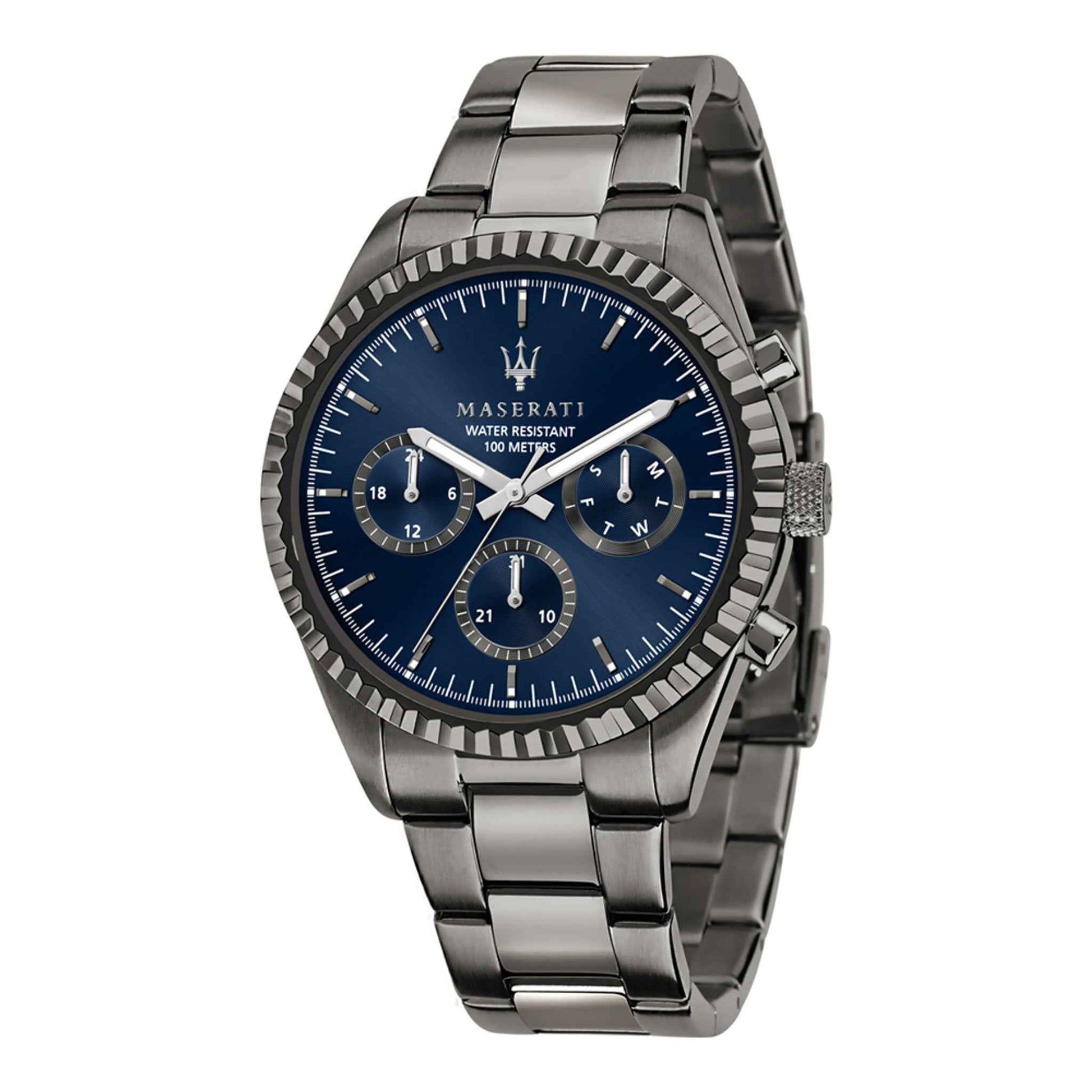 Herrenuhr Competizione Edelstahl grau 43 mm Quarz Multifunktion | MASERATI