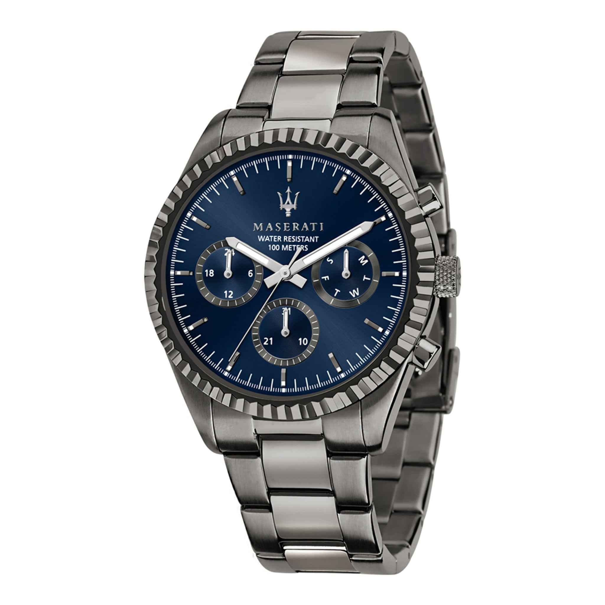 Herrenuhr Competizione Edelstahl grau 43 mm Quarz Multifunktion | MASERATI