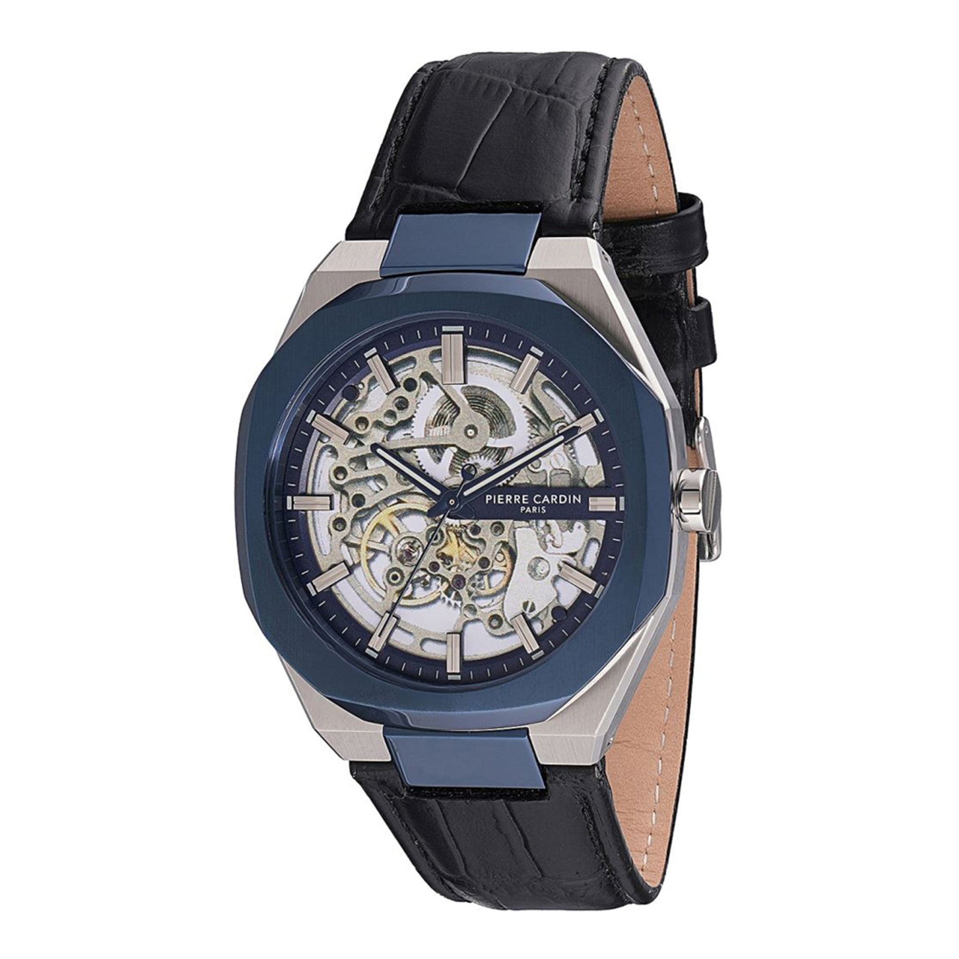 PIERRE CARDIN Armbanduhr aus Leder in Blau, 4,2×1 cm