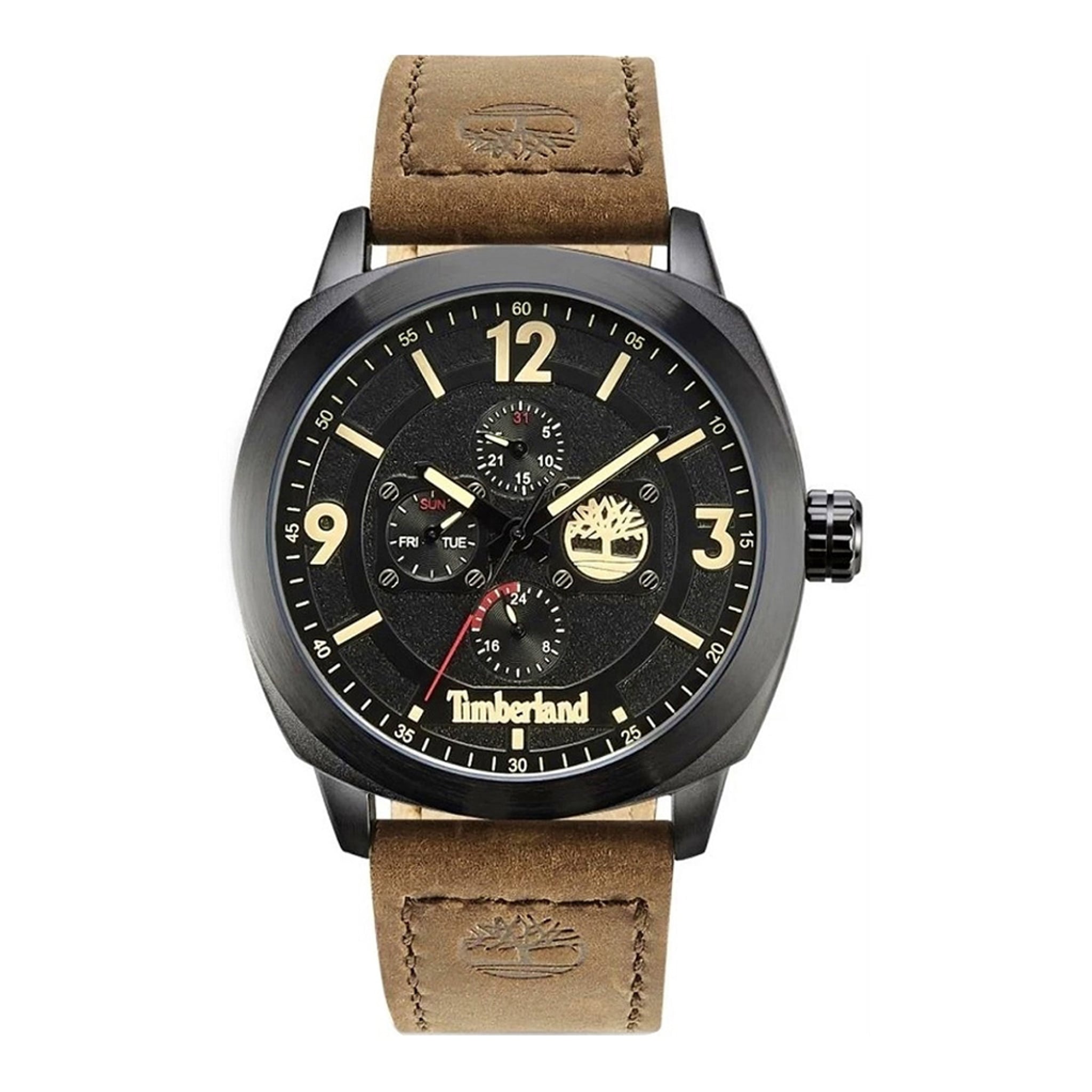 TIMBERLAND Herrenuhr aus Leder in Schwarz, 46 mm