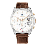 Herrenuhr Baker 1710450 Edelstahl silber 44 mm Lederarmband Quarz