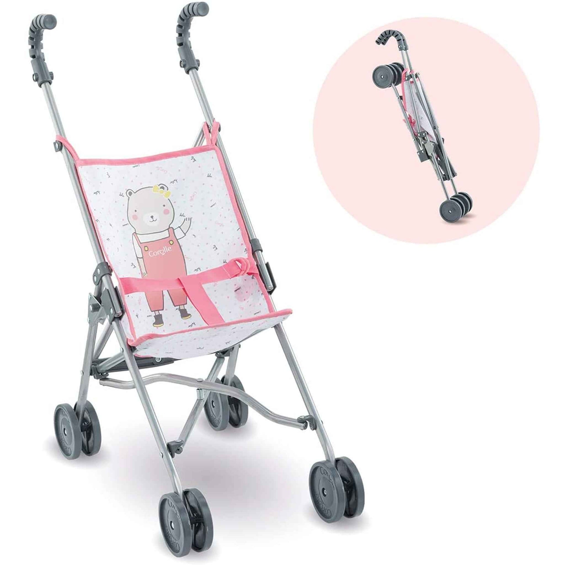 Faltbarer Puppenbuggy pink Metall/Kunststoff 36-42 cm | Corolle