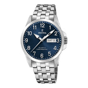 Festina Herrenuhr aus Edelstahl in Blau, 4,1×1 cm