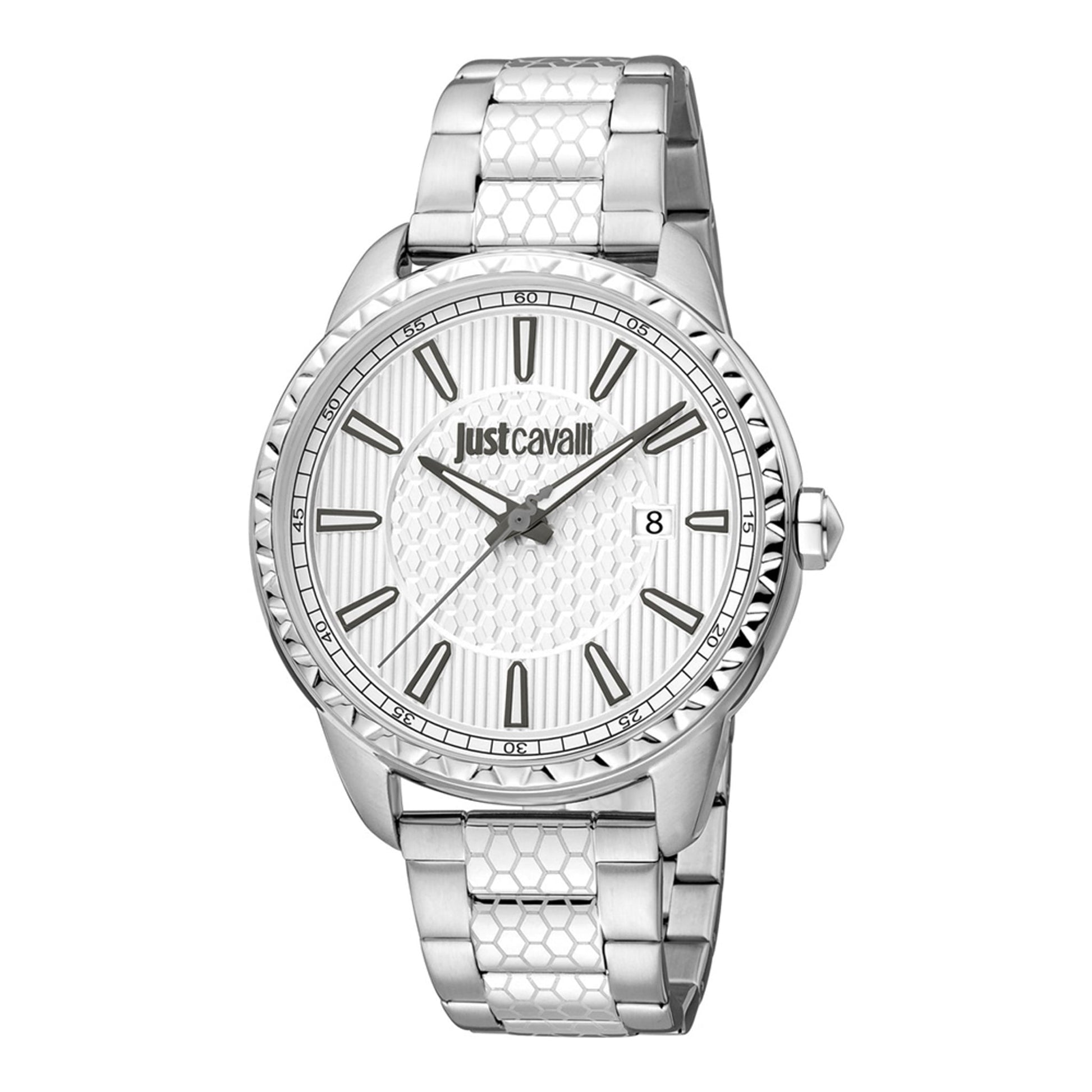 JUST CAVALLI Herrenuhr aus Edelstahl in Silber, 4,2×0,9 cm