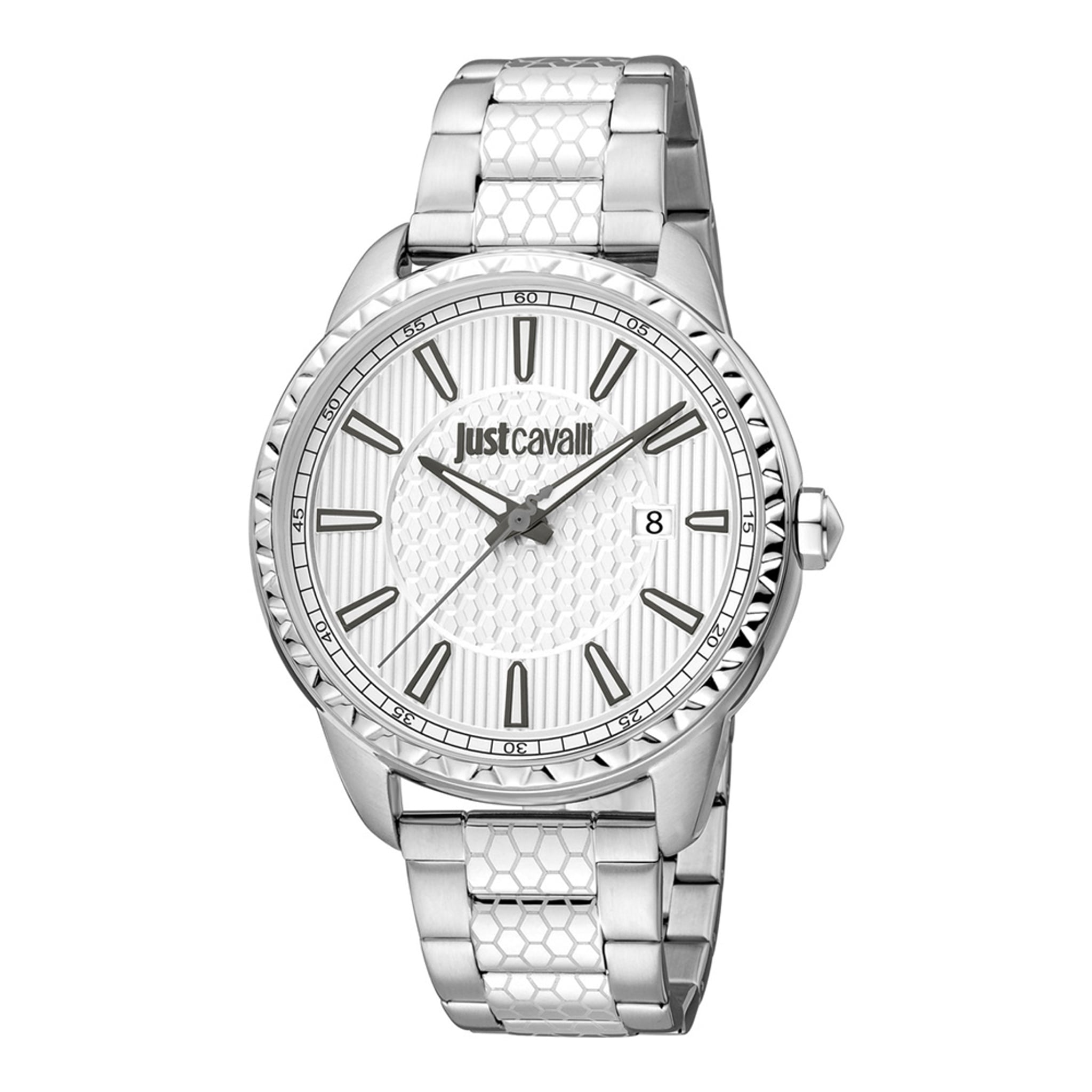 JUST CAVALLI Herrenuhr aus Edelstahl in Silber, 4,2×0,9 cm
