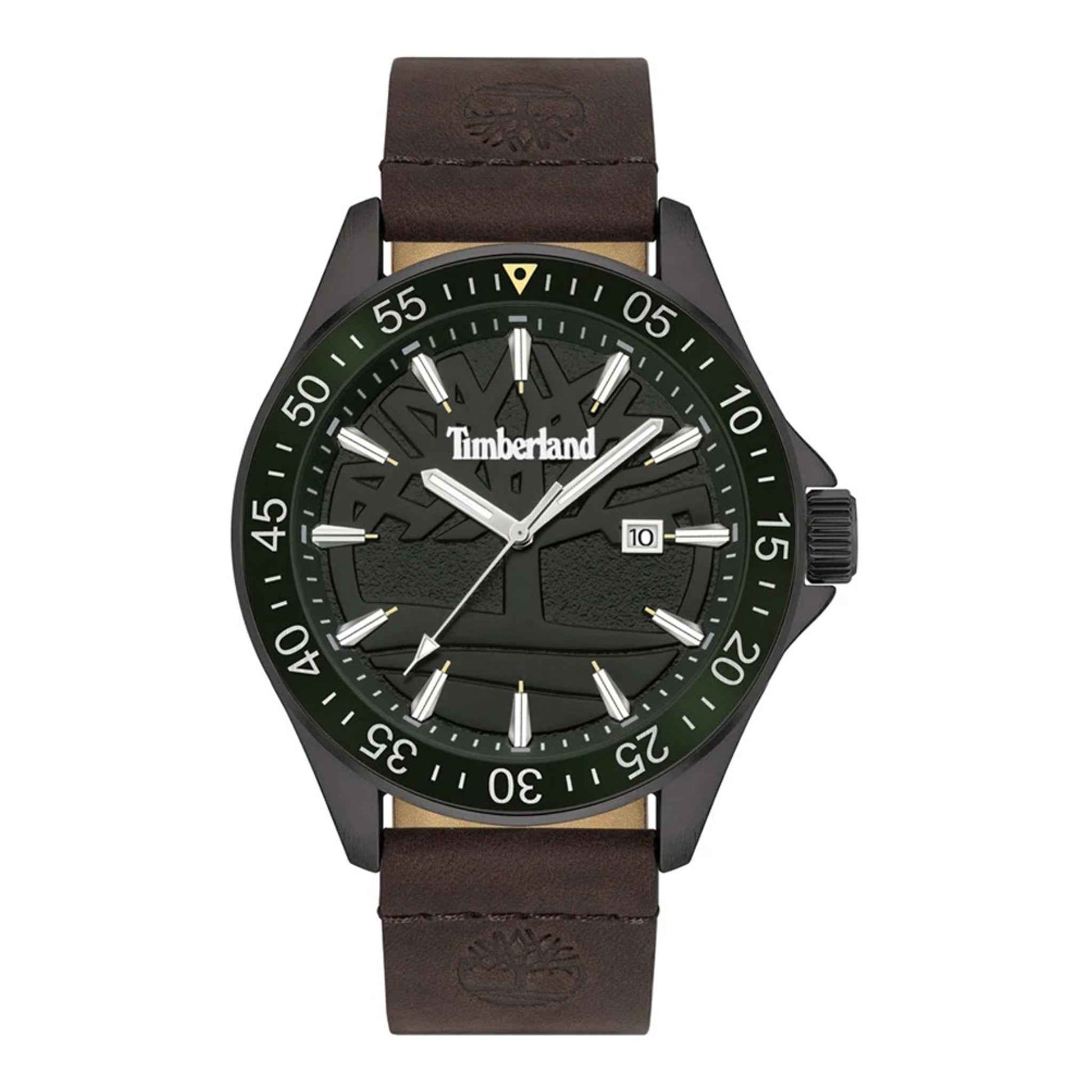 Herrenuhr Quarz Edelstahl grau 46 mm Lederarmband Datumsanzeige | TIMBERLAND