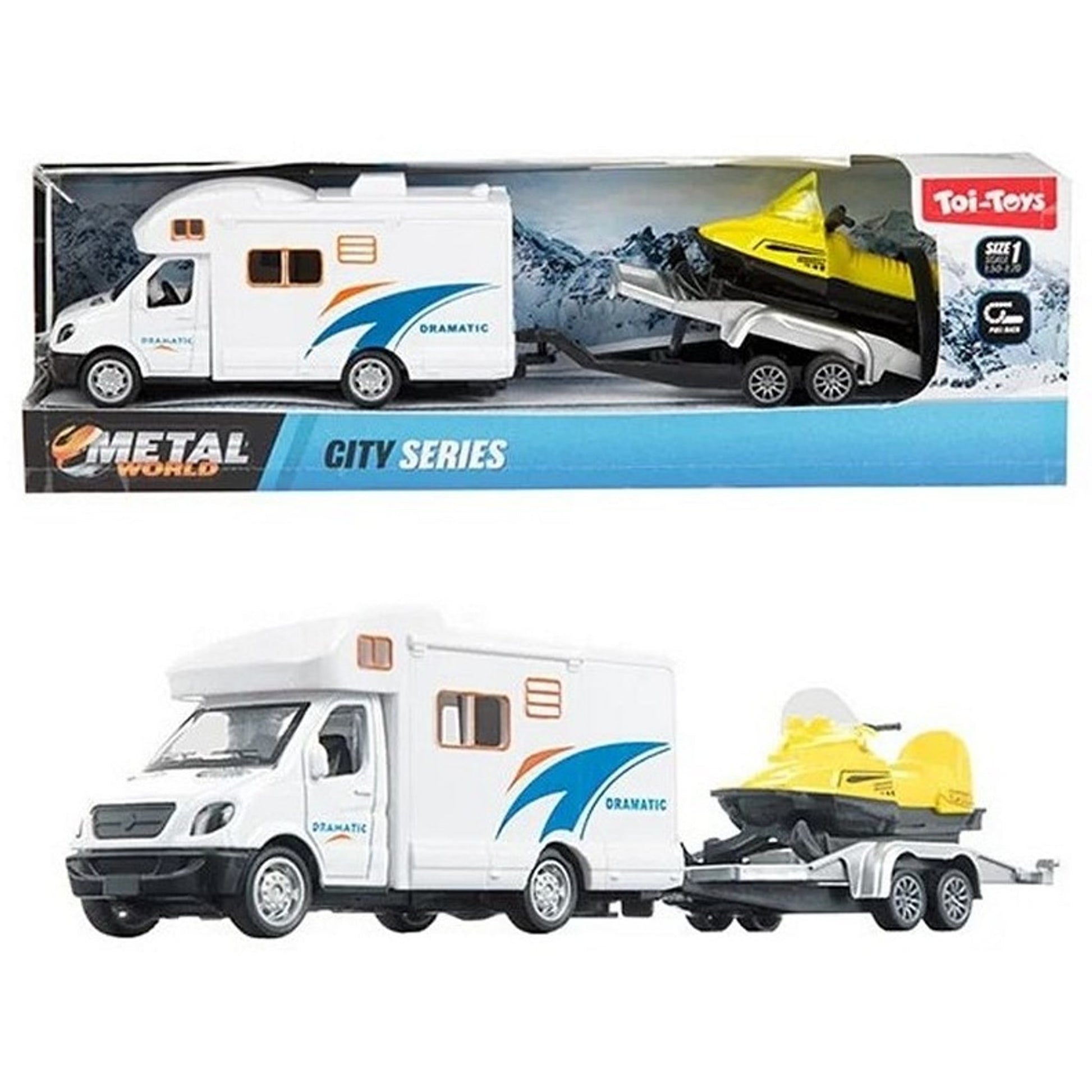 Toi-Toys Spielzeug-Camper aus Kunststoff in Weiß, 23,5×7 cm