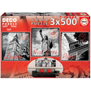 Puzzle Big Cities Deco 3 x 500 Teile 40×40,5 cm | Educa