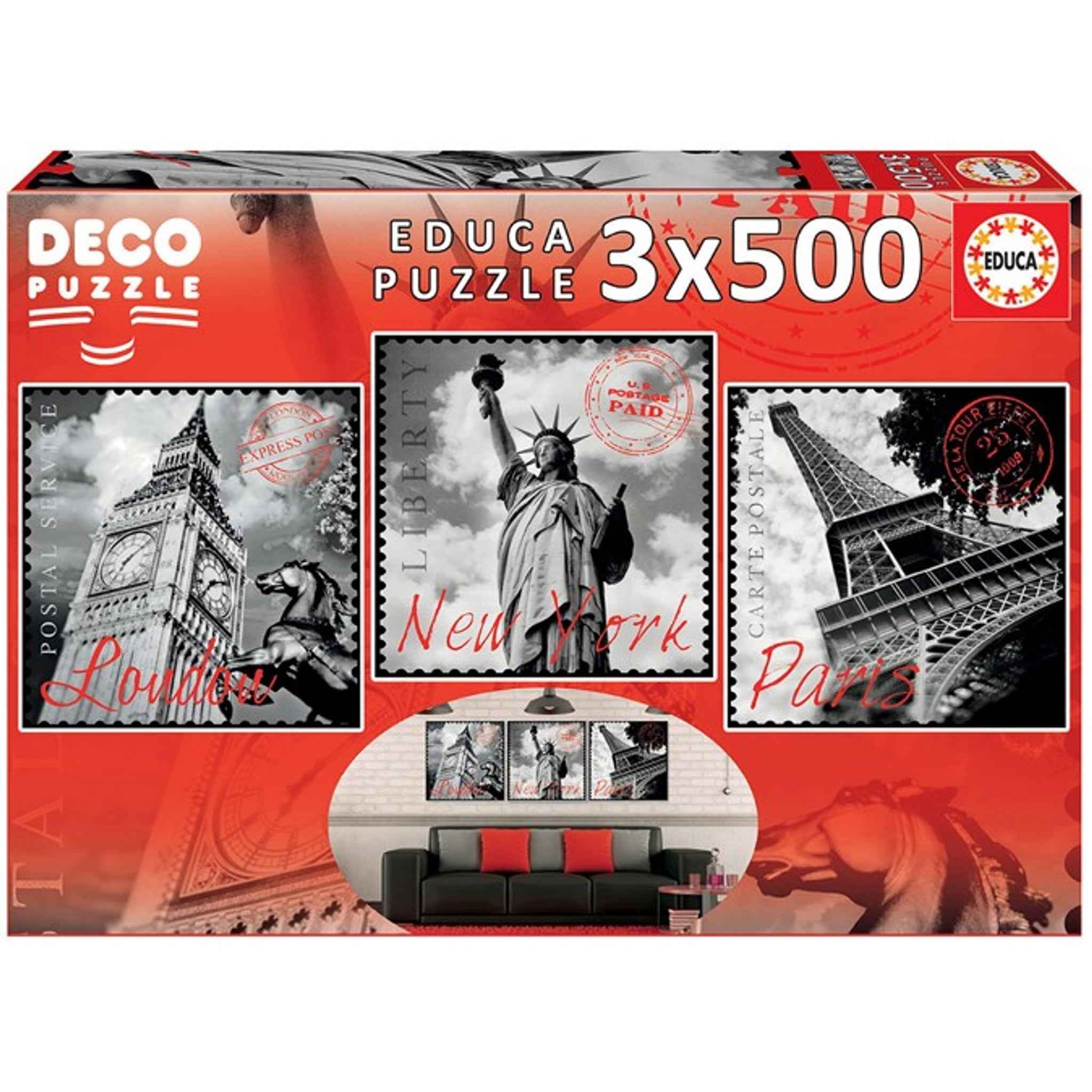 Puzzle Big Cities Deco 3 x 500 Teile 40×40,5 cm | Educa