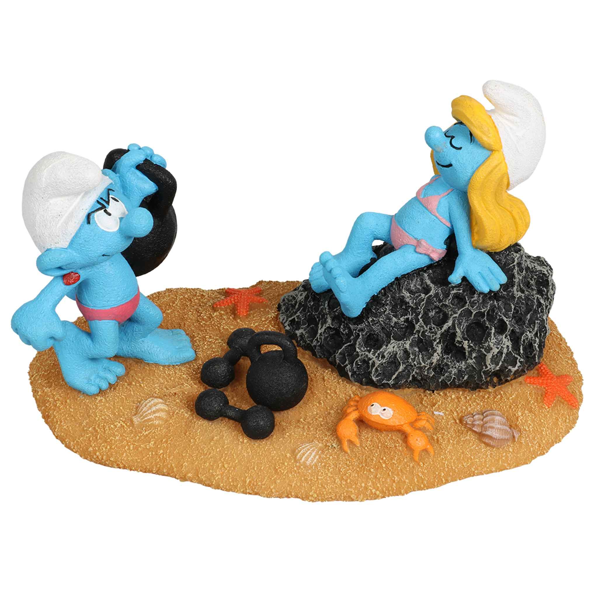 Deko-Figur Schlumpfine mit Muskelschlumpf Polyesterharz 16,2 cm Aquarium-Deko