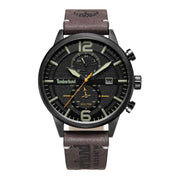Herrenuhr Dualtimer Edelstahl schwarz 46 mm Lederarmband | TIMBERLAND