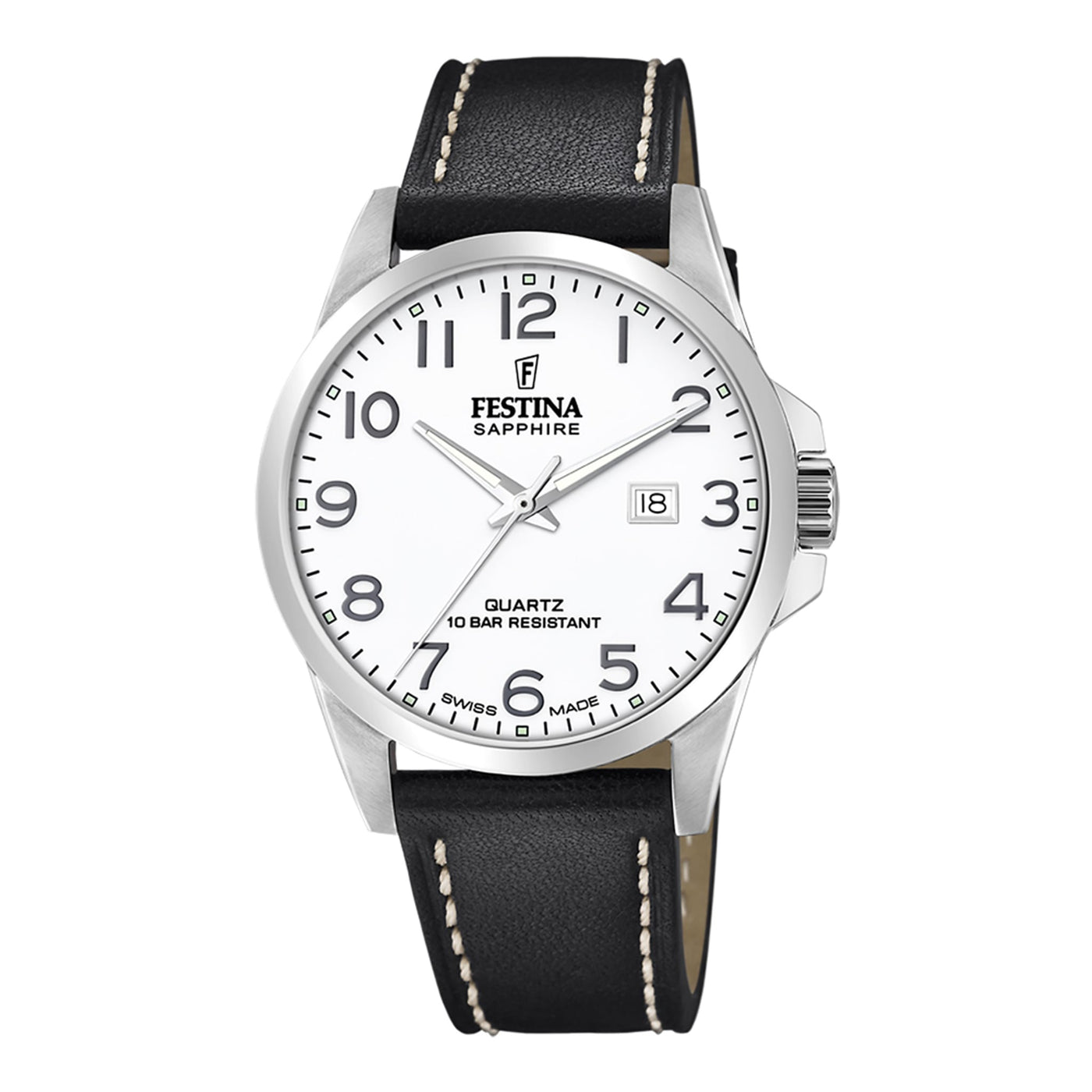 Herrenuhr Classics F20446/1 Edelstahl silber 40 mm Lederarmband Quarz | Festina