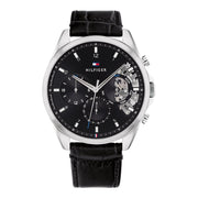 TOMMY HILFIGER Armbanduhr aus Leder in Schwarz, 4,4×1 cm