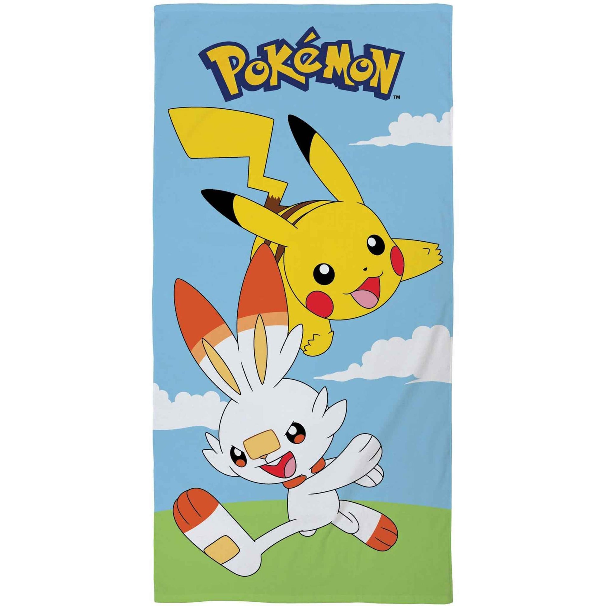 Strandtuch Pokémon Pikachu Scorbunny 100% Baumwolle 70x140 cm | Halantex
