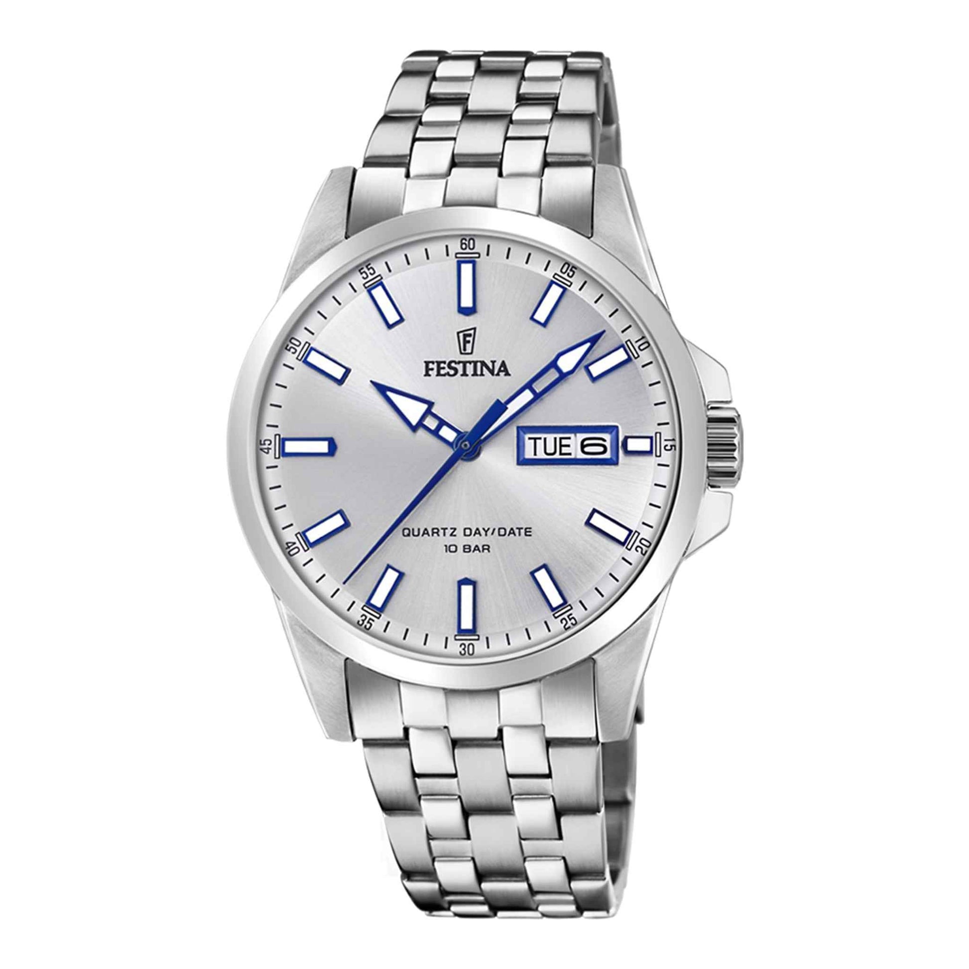 Herrenuhr Multifunktion Edelstahl silber 41 mm Quarz Datum | Festina