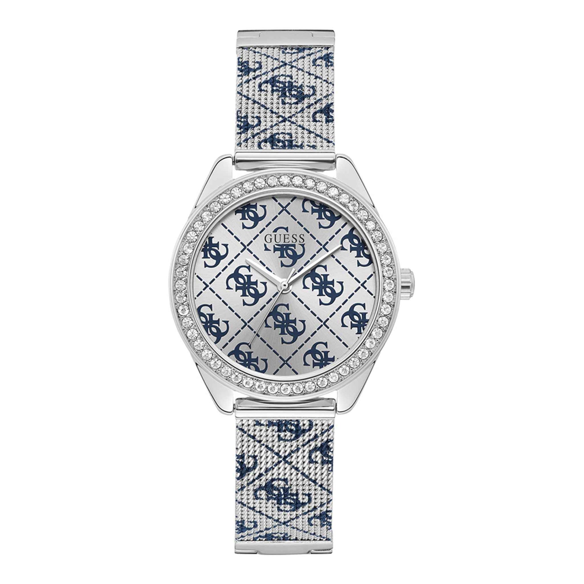 Damenuhr Claudia Edelstahl silber 36 mm Quarz mit Steinen | GUESS