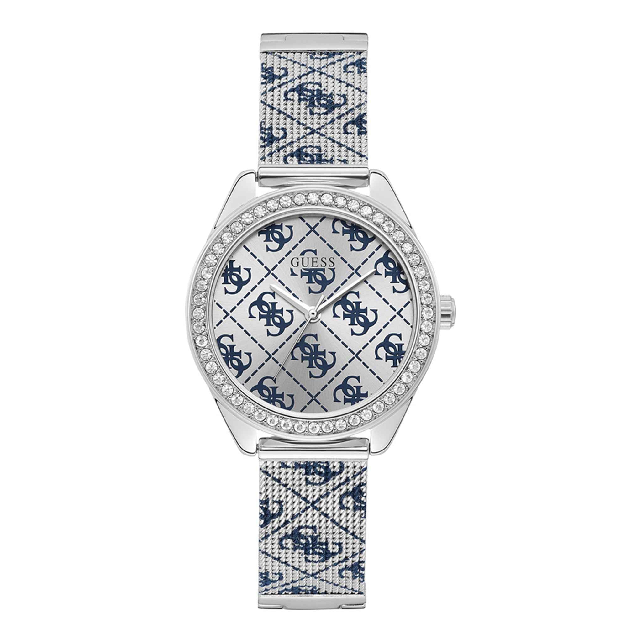 Damenuhr Claudia Edelstahl silber 36 mm Quarz mit Steinen | GUESS