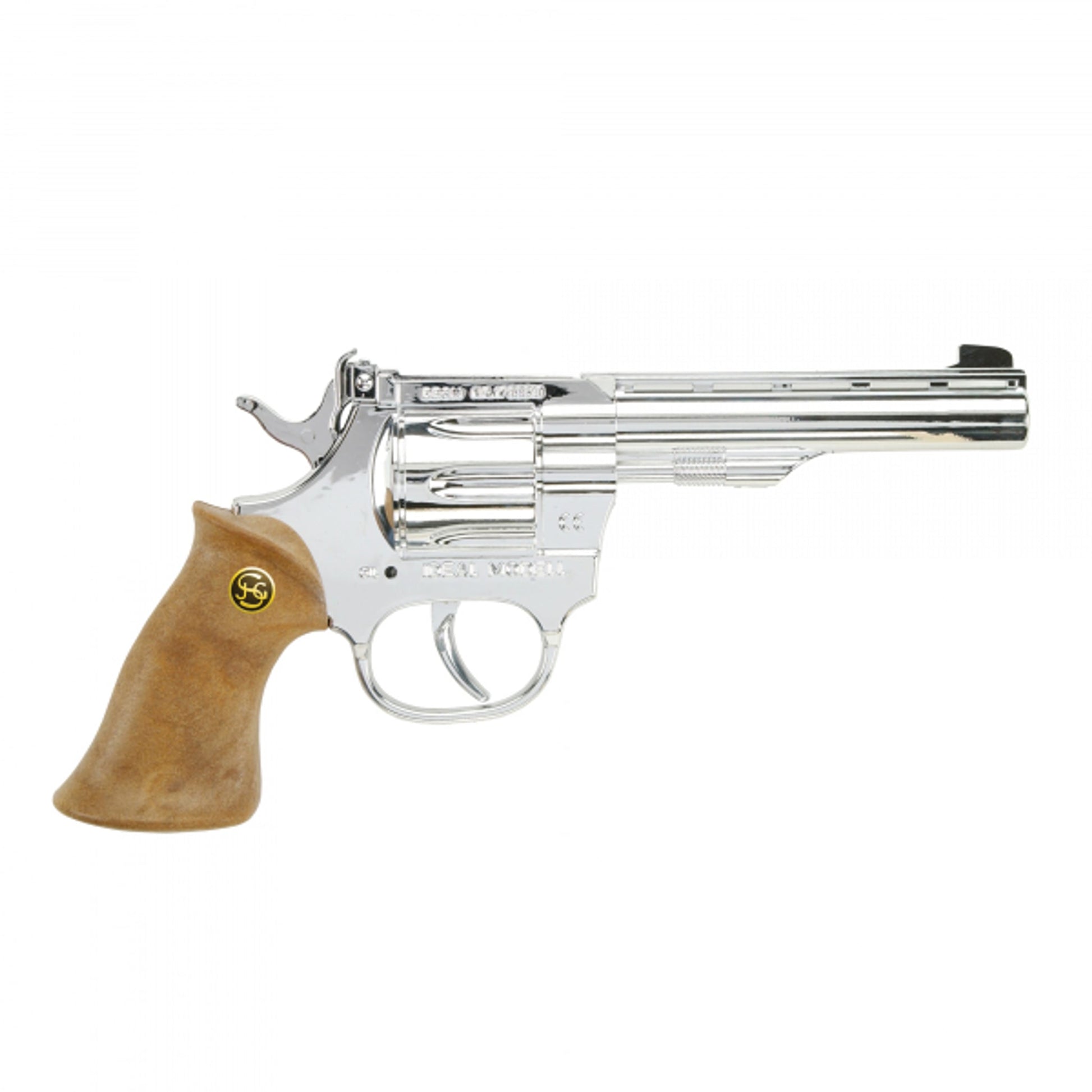 Spielzeugpistole aus Kunststoff in Silber, 19 cm