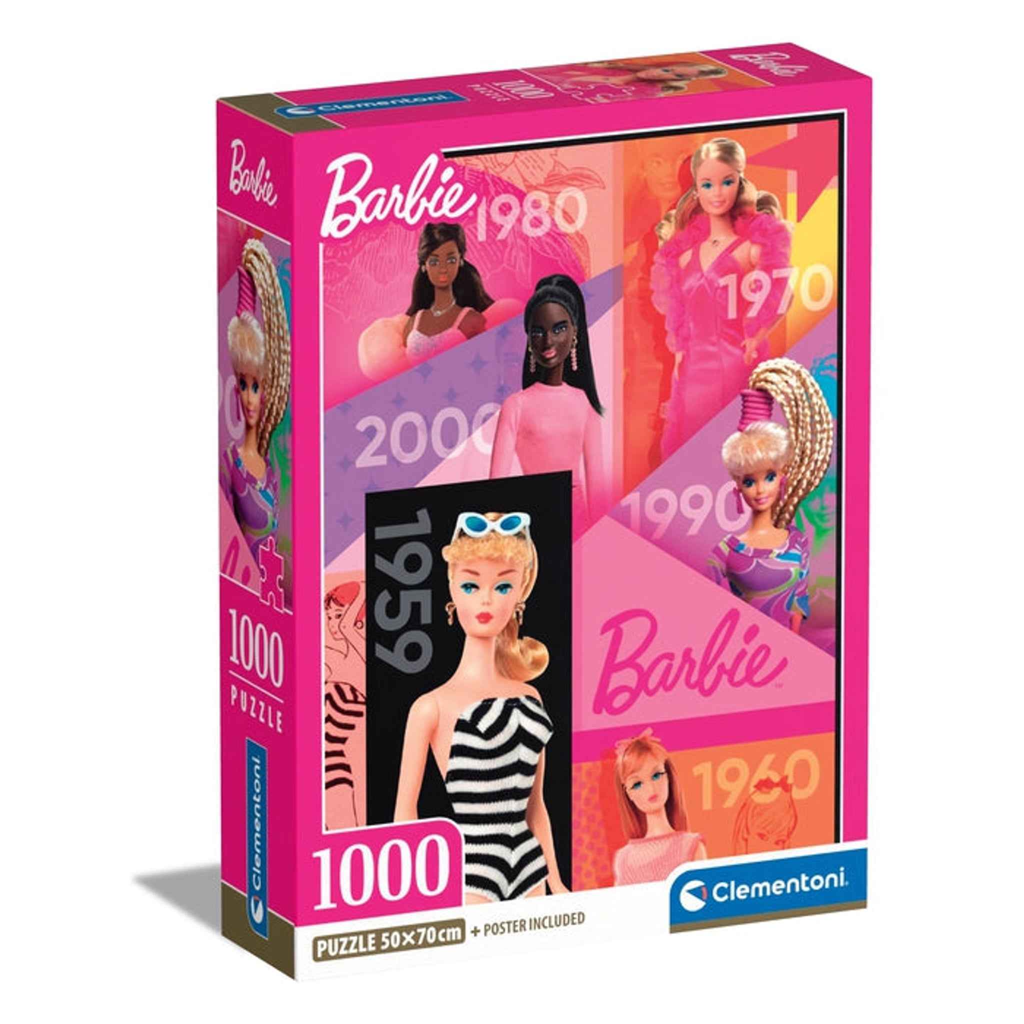 1000 Teile Puzzle Barbie 60 Jahre aus Karton, 70×50 cm | Clementoni