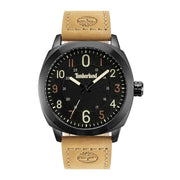 Herrenuhr Cillicothe Quarz Lederarmband braun 44 mm schwarz matt | TIMBERLAND