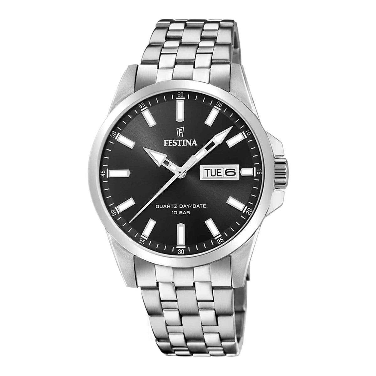 Herrenuhr Multifunktion Edelstahl silber 41 mm Quarz schwarzes Zifferblatt