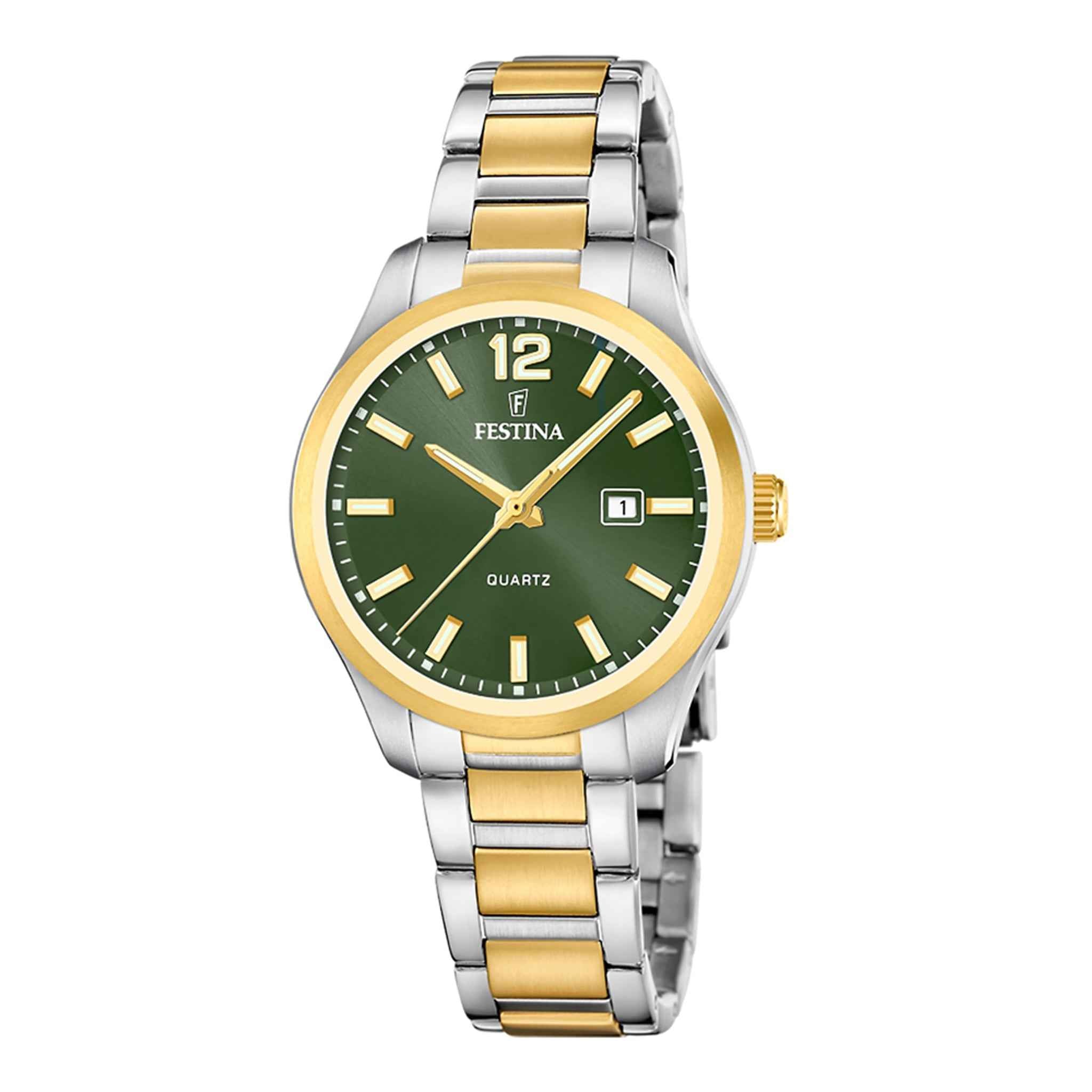 Damenuhr Boyfriend F20739/4 Edelstahl silber-gold 34 mm Quarz | Festina