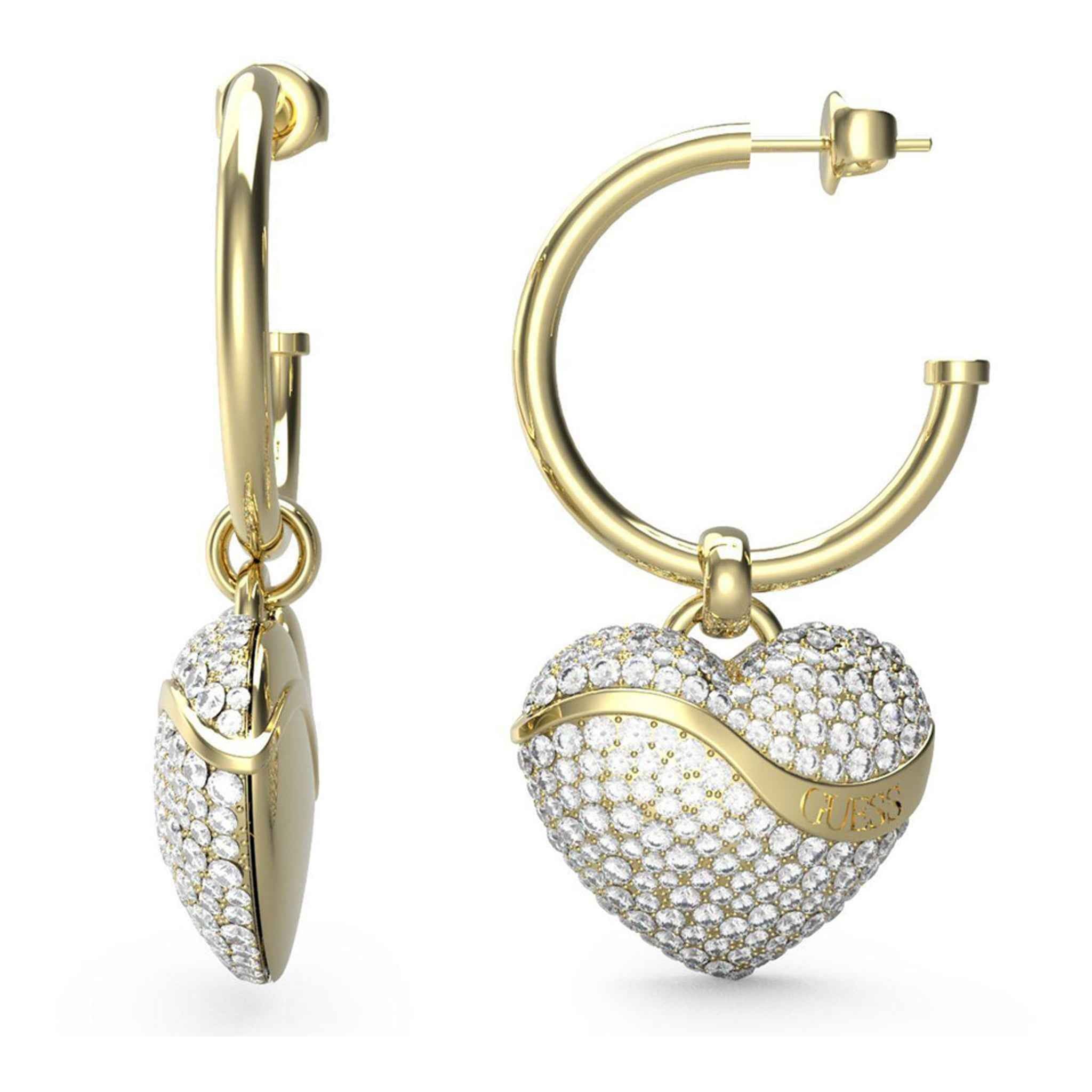 Damenohrstecker Edelstahl goldfarben mit Steinen | GUESS