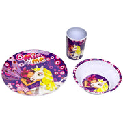 Kindergeschirr-Set Melamin mehrfarbig 3-teilig Schüssel Teller Becher | Joy Toy