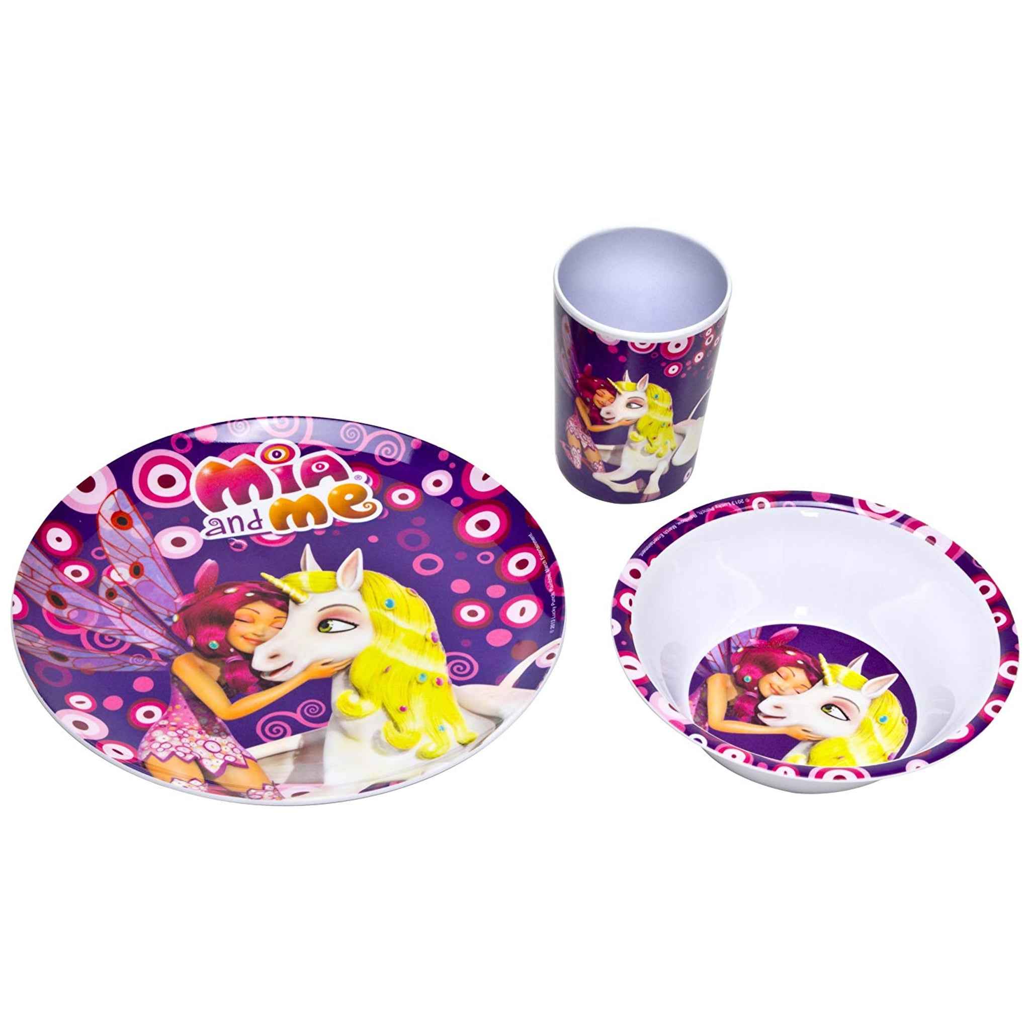 Kindergeschirr-Set Melamin mehrfarbig 3-teilig Schüssel Teller Becher | Joy Toy