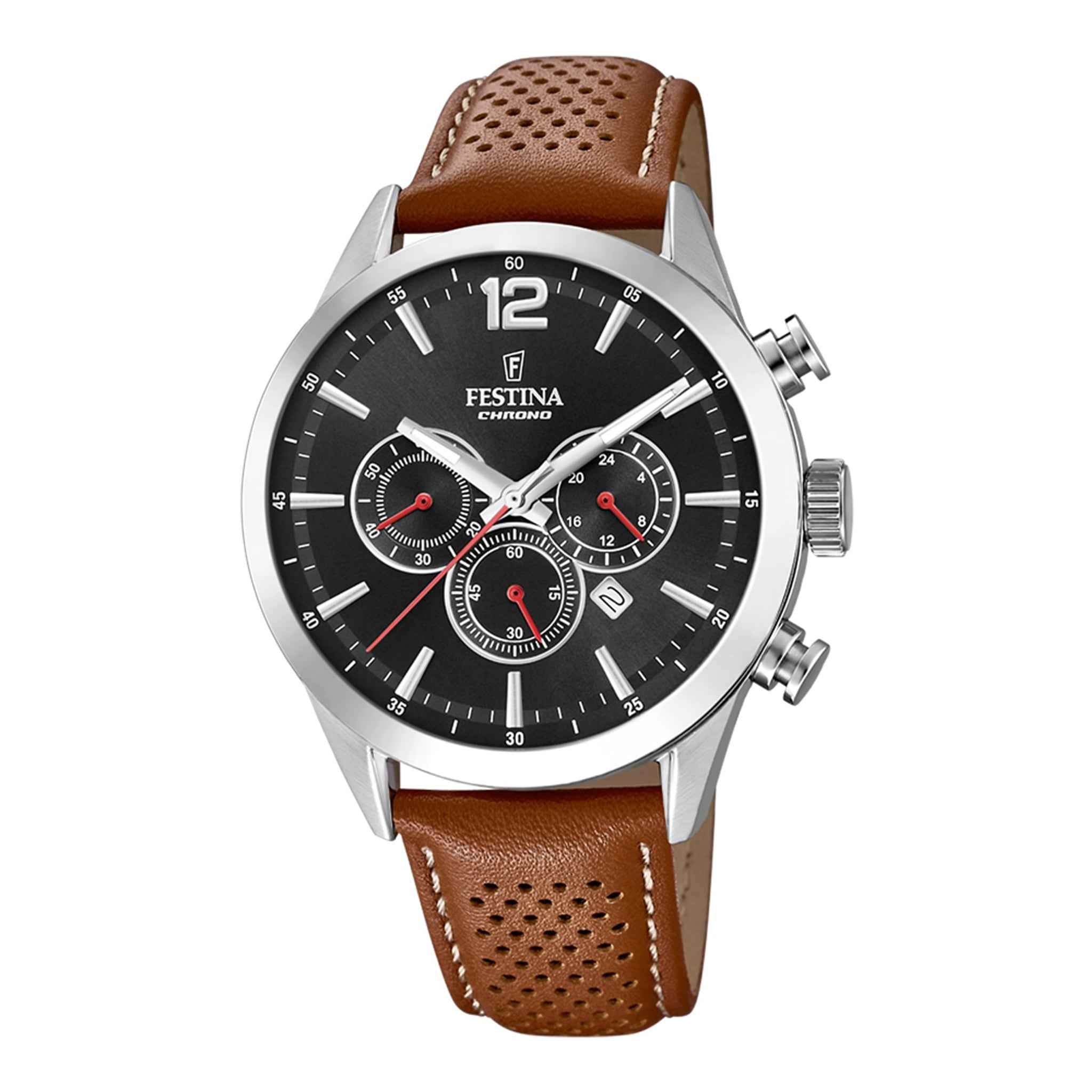 Festina Herrenuhr aus Leder, 4,4×1 cm