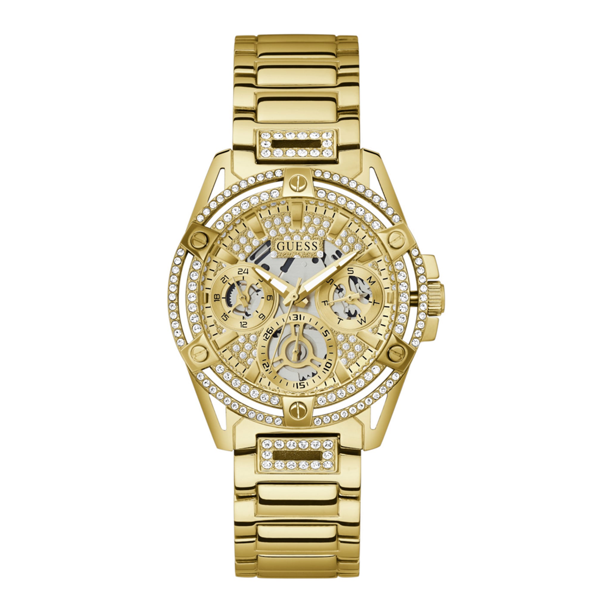 GUESS Damenuhr GW0464L2 aus Edelstahl in Gold, 4×1 cm