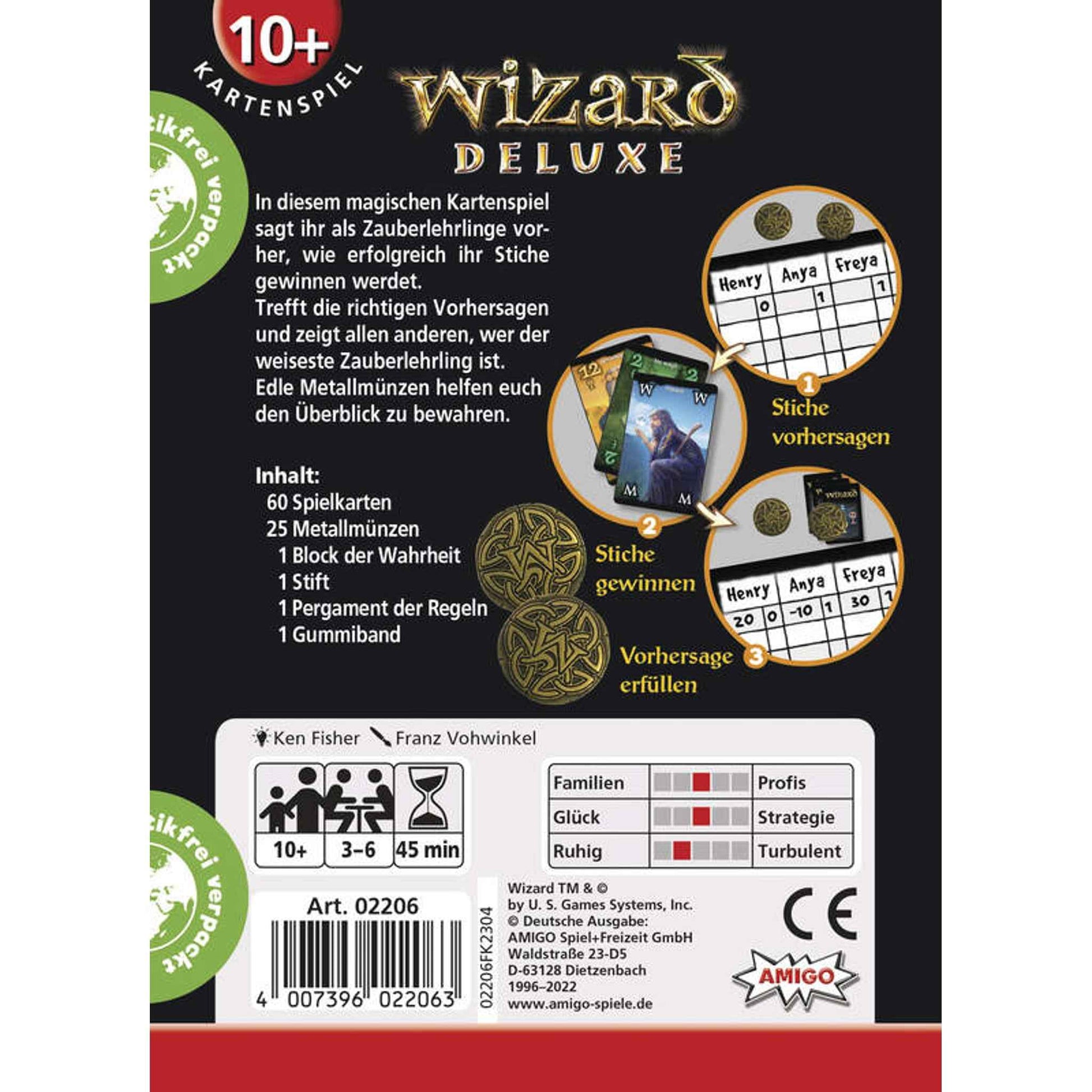 Kartenspiel Wizard Deluxe 60 Karten 25 Metallmünzen ab 10 Jahre