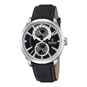 Herrenuhr Multifunktion Edelstahl 46 mm Lederarmband Quarz | Festina