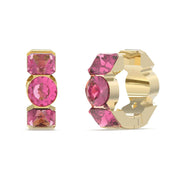 Damen Ohrstecker Edelstahl goldfarben pink mit Steinen | GUESS
