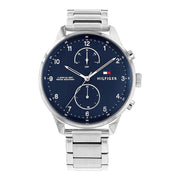Herrenuhr Casual Edelstahl silber 44 mm Quarz blau | Tommy Hilfiger