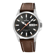 Festina Herrenuhr aus Leder in Schwarz, 4,2×1 cm
