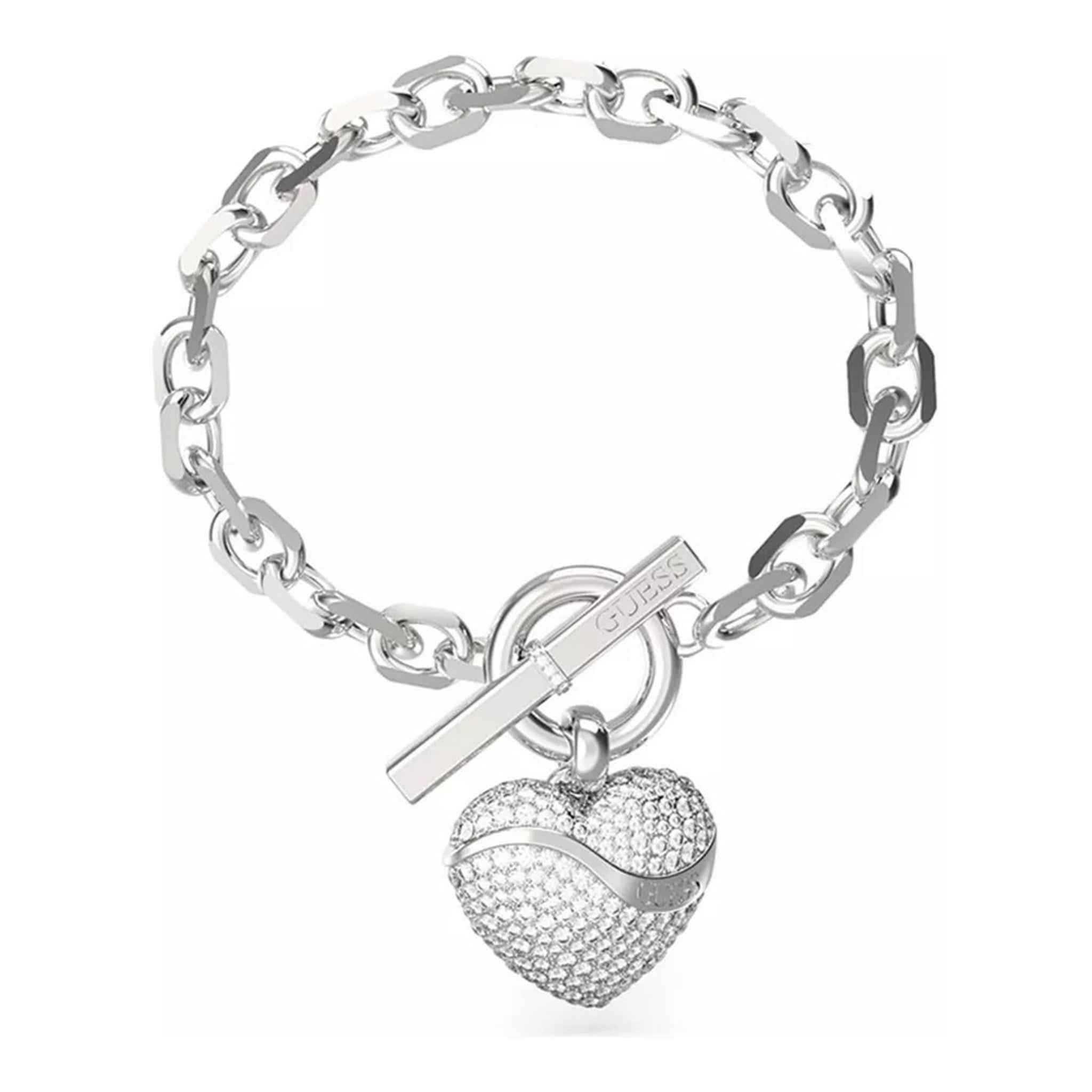 Damenarmband Edelstahl Silber mit Steinen, Größe S | Guess
