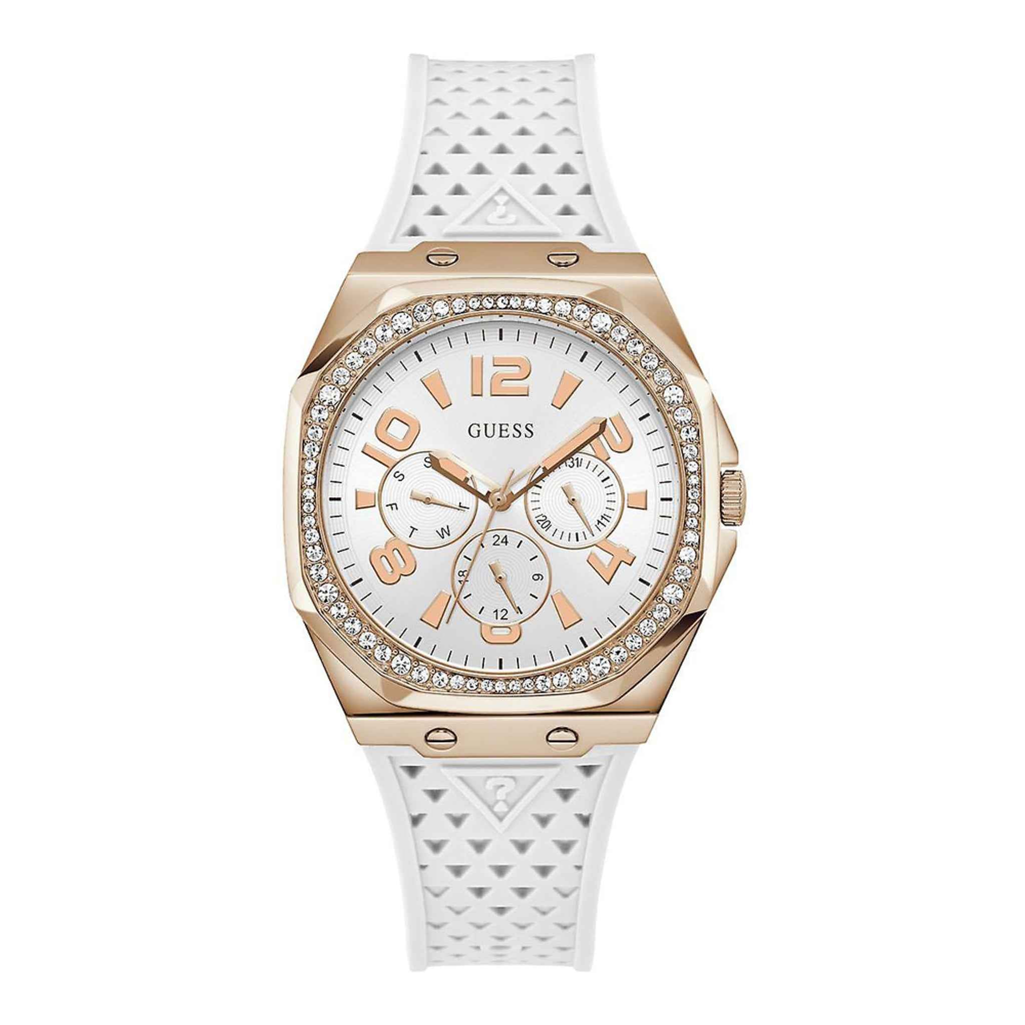 Zest Damenuhr Edelstahl mit Silikonarmband | Guess