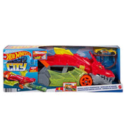 Spielzeugauto Drachenabschusstransporter Hot Wheels City rot inkl. Fahrzeug