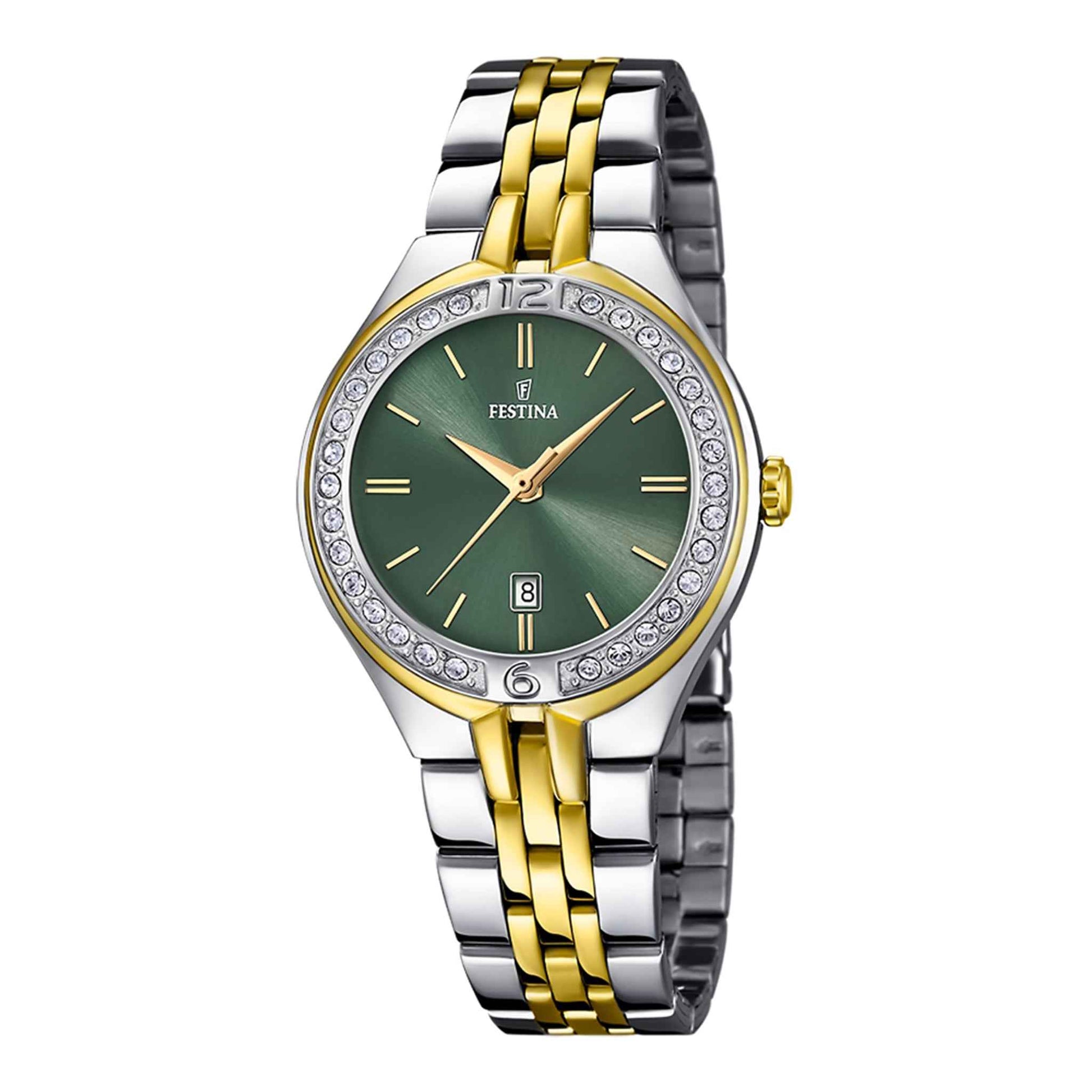 Damenuhr Mademoiselle Edelstahl Grün 32 mm Quarz Datumsanzeige | Festina