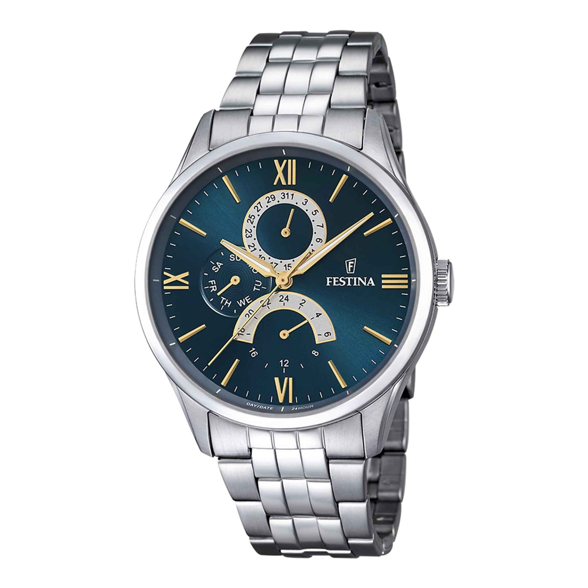 Herrenuhr Multifunktion Edelstahl blau/silber 43 mm Quarz | Festina