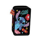 Mäppchen mit Inhalt Disney Stitch Black Aloha 18 Buntstifte 18 Filzstifte