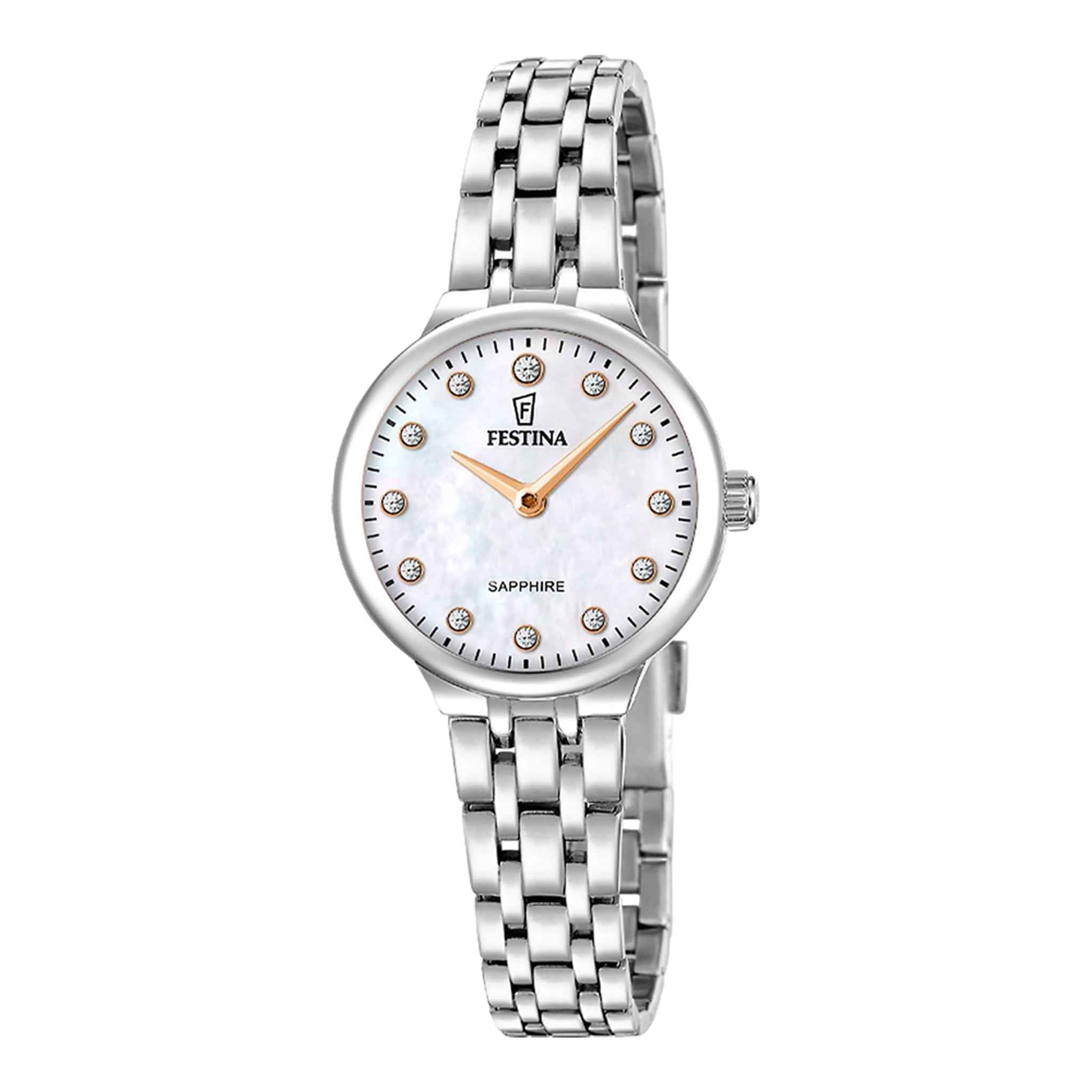 Damenuhr Mademoiselle Edelstahl silber 26 mm Quarz Perlmutt-Zifferblatt