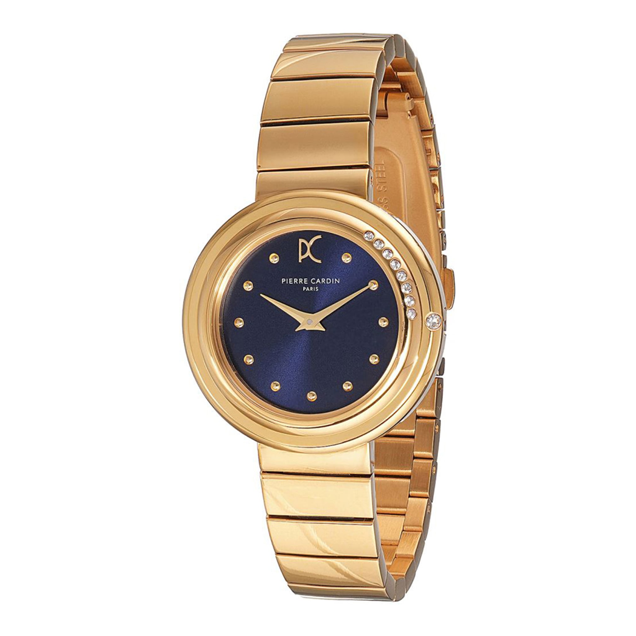 PIERRE CARDIN Damenuhr aus Edelstahl in Blau, 3,2×0,6 cm