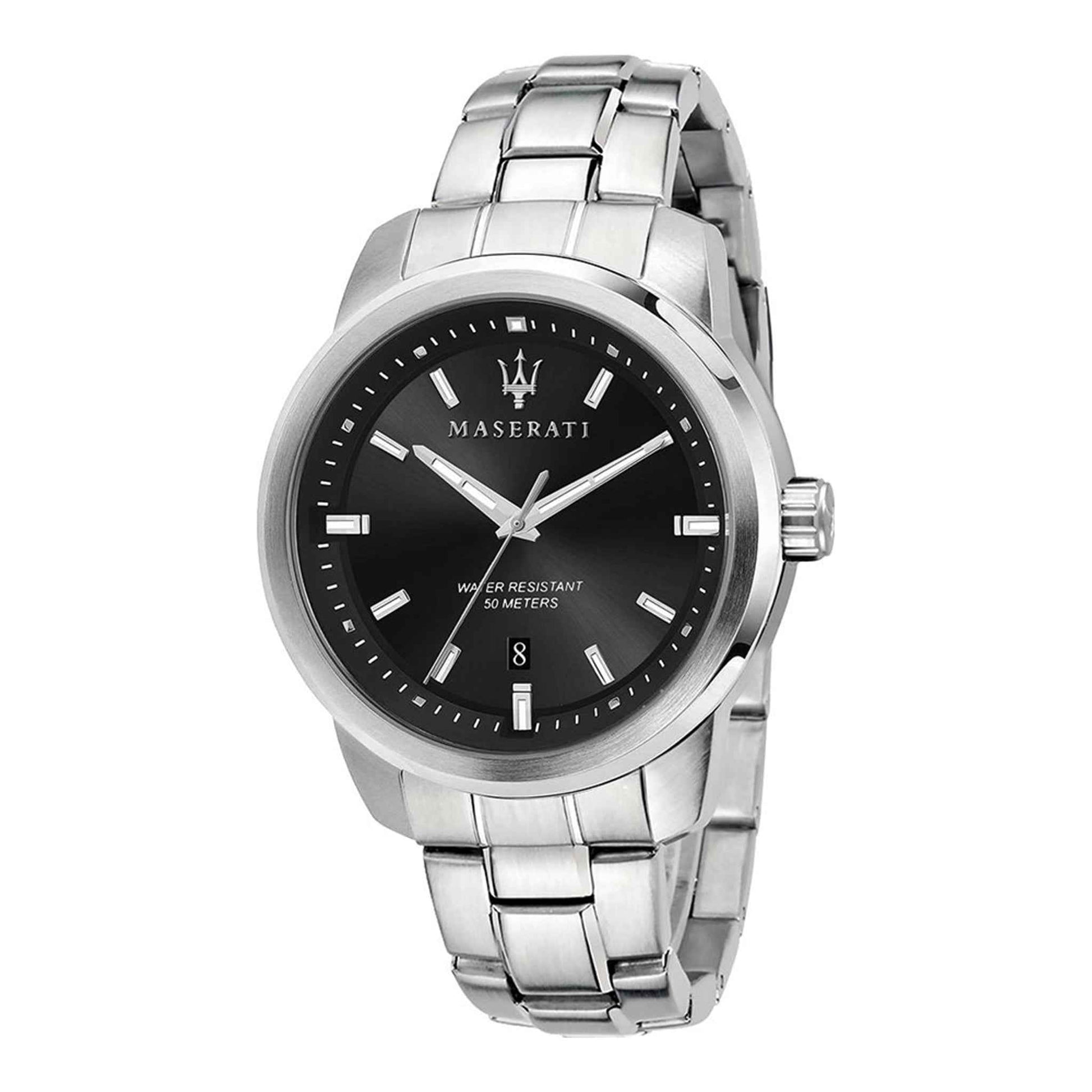 Herrenuhr Successo Edelstahl silber 44 mm Quarz Datumsanzeige | MASERATI
